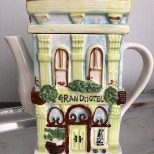 Grand Hotel Building Hand Painted Vintage Teapot